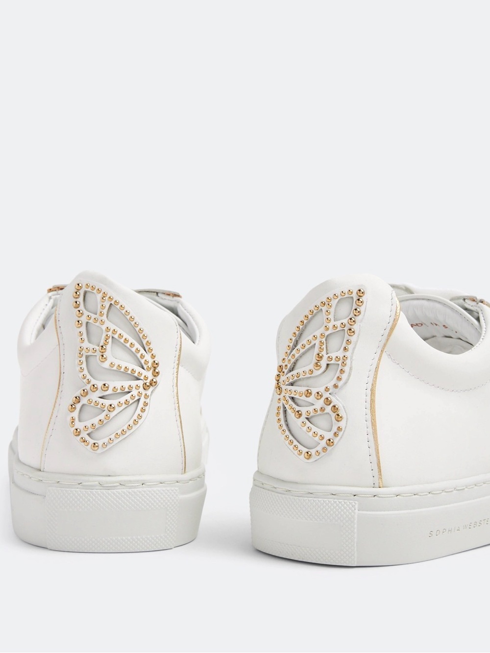 Sophia Webster White Sneakers with Gold Butterfly Studs